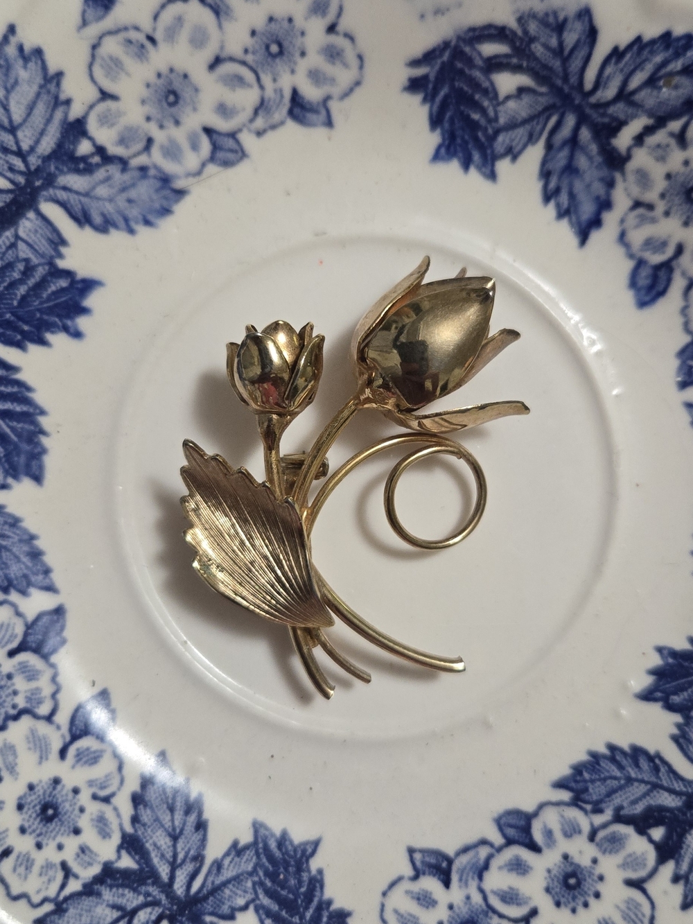 Gold Floral Tulip Brooch - Unbranded